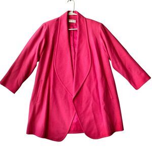 Vtg Womens Fuchsia Pink 100% Wool Blazer Coat Jacket Size XL 1X Jonathan Michael